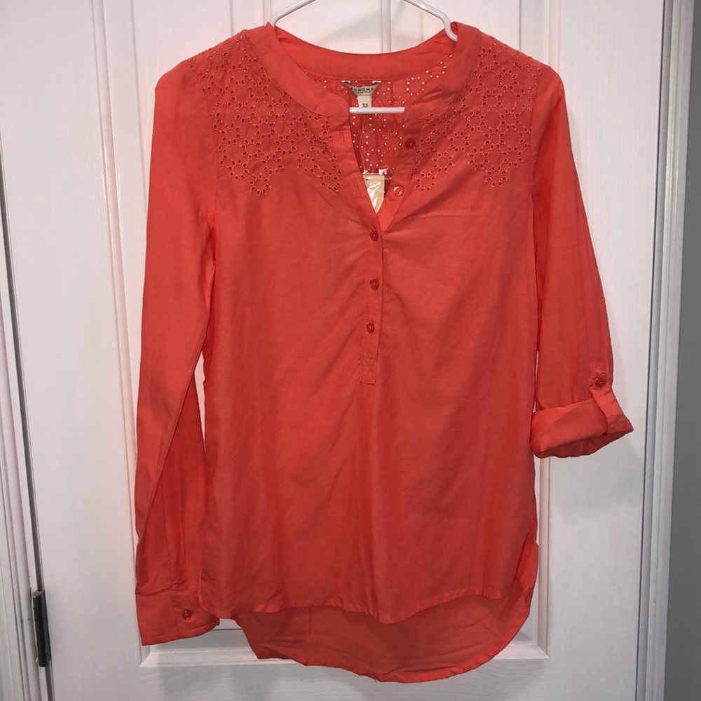 Sonoma Coral Top Long Sleeves or 3/4 Sleeves